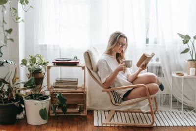 Woman reading book