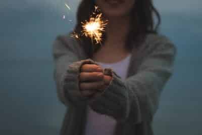 woman with sparklers
