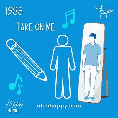 1985 Take On Me - 50 Years of Happy Music - a little dose of happy - aldohappy.com