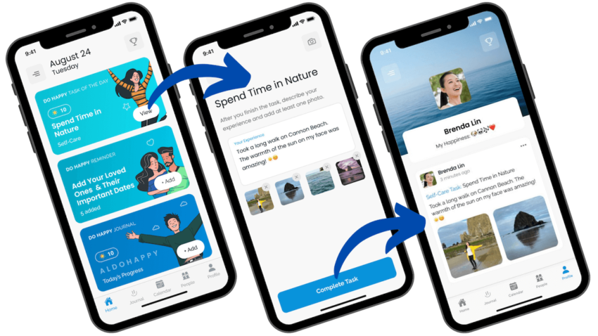 Complete a Task - Do Happy Daily Happier Habits App - a little dose of happy