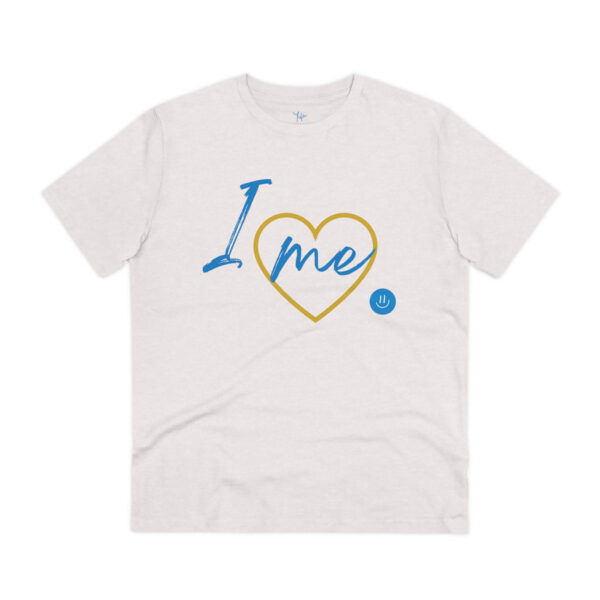 organic I ♥ me t-shirt in cream heather grey - a little dose of happy organic I ♥ me t-shirt in cream heather grey - a little dose of happy