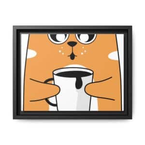 Cute Cat Framed Canvas Art - Whimsical Coffee Decor